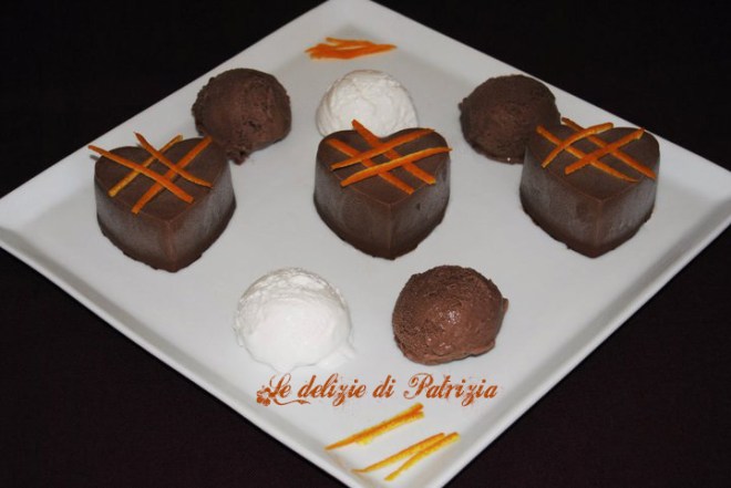 Cuori di ganache profumati all'arancia