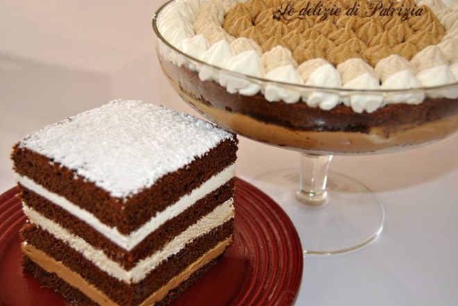 Coppa e tortino alla panna caffè e caramello