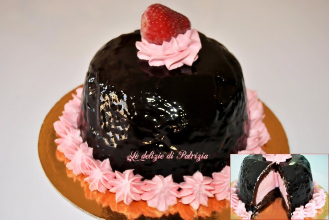 Zuccotto al cioccolato con cuore di ganache alla fragola copia