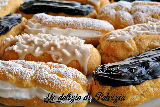 Éclair  alla panna, alla crema di cioccolato e al marsala