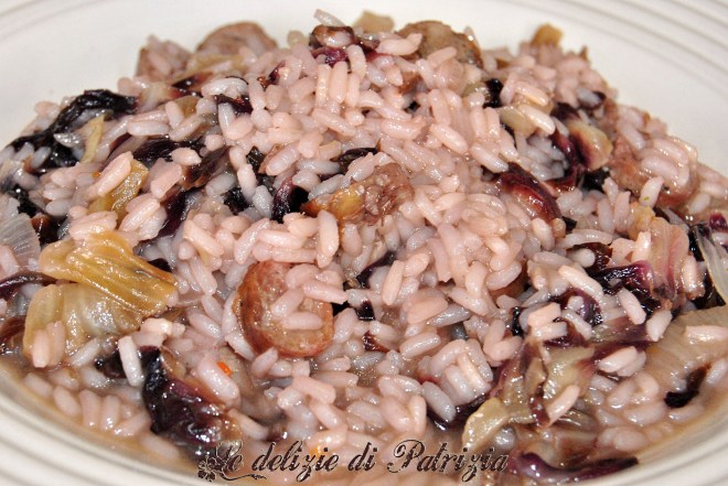 Risotto con radicchio rosso e salsiccia