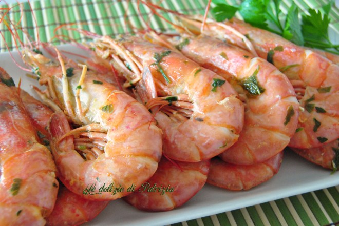 Gamberoni con vodka e zenzero