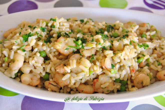 Risotto con gamberi e piselli