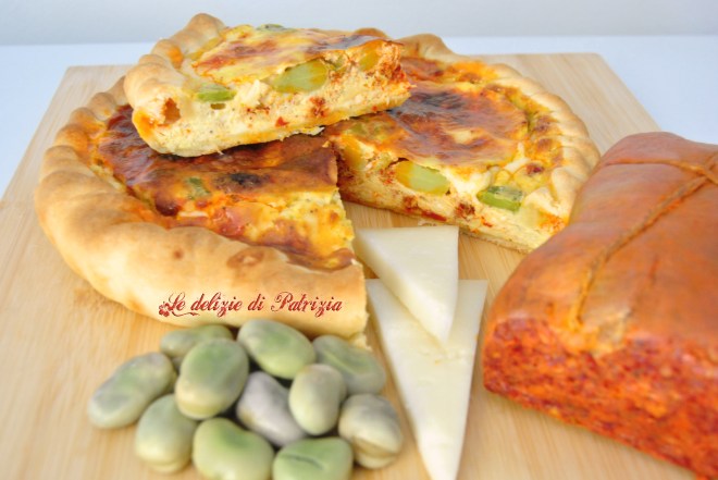 Torta rustica con fave, ‘nduja e formaggio